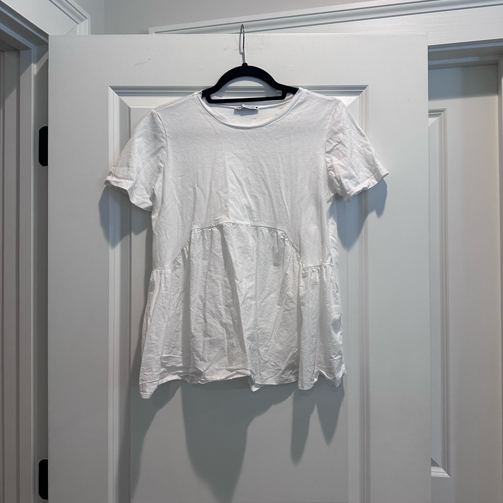 Zara White Short Sleeve Women's Top